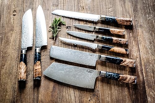 Miniatura 2 de The Epicurean Cook Tidal Collection Professional Knife Set with Burl Wood Resin Handles Black Resin Handle