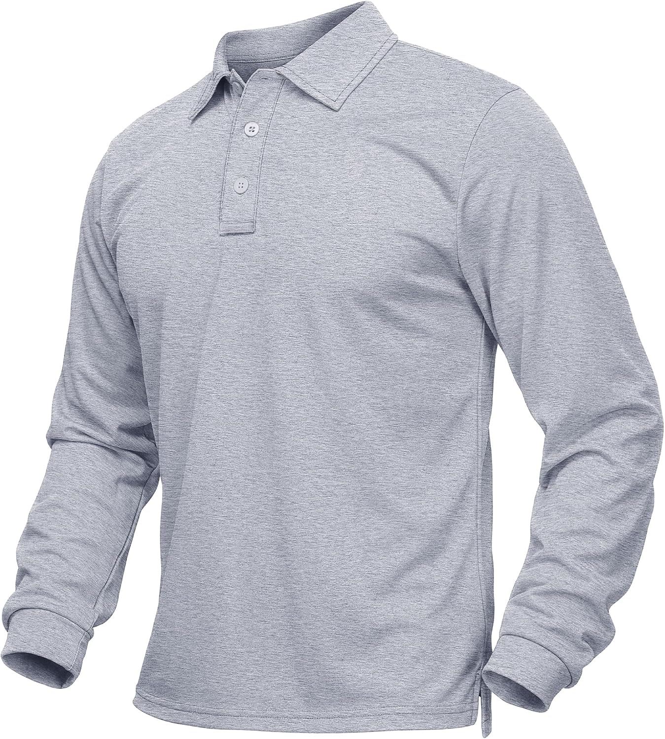 MAGCOMSEN Mens Polo Shirts Long Sleeve Athletic Quick Dry Collar Golf Shirt | Moisture Wicking, Breathable, Performance, Soft, Lightweight, 3 Button, Sunglasses Loop, Business, Casual, Work Shirts