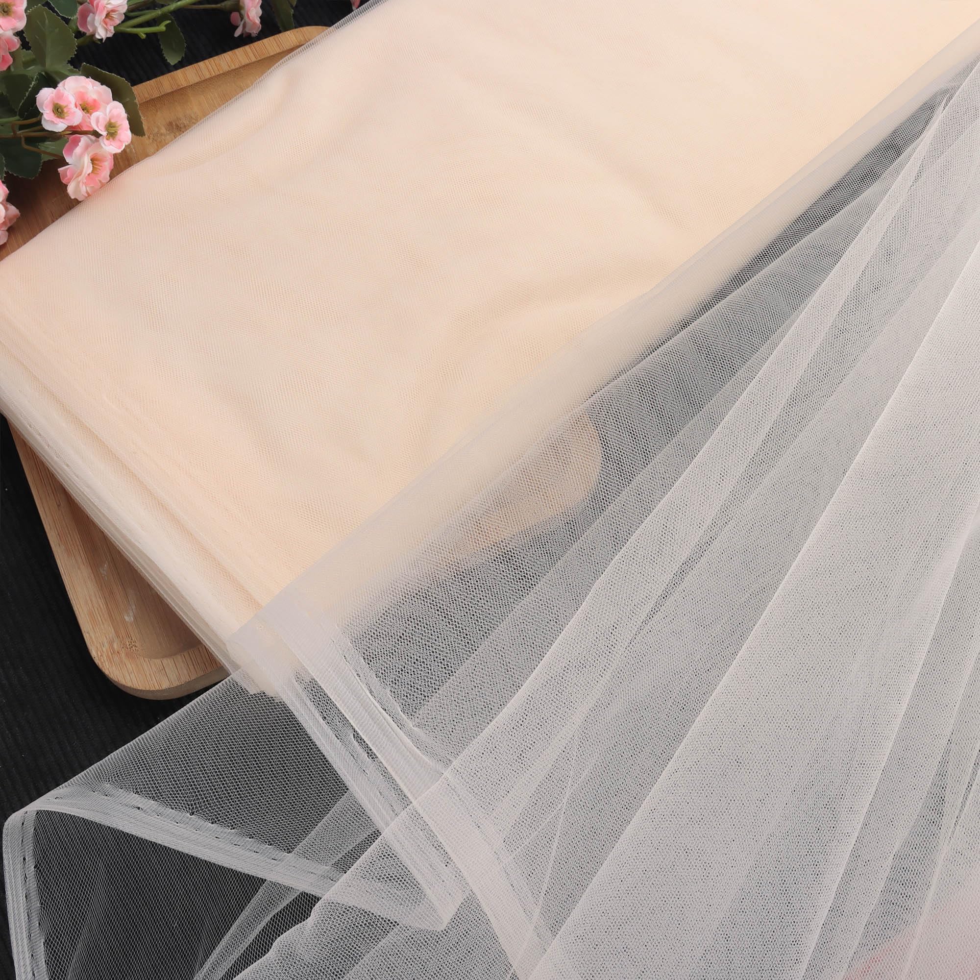 SEWVIVID 63 inch×10 Yards Tulle Fabric Bolts Spool, Polyester Netting Champagne Tulle Rolls for Birthday Party Backdrop Wedding Decor Baby Shower DIY Sewing Crafts & Gift Wrapping