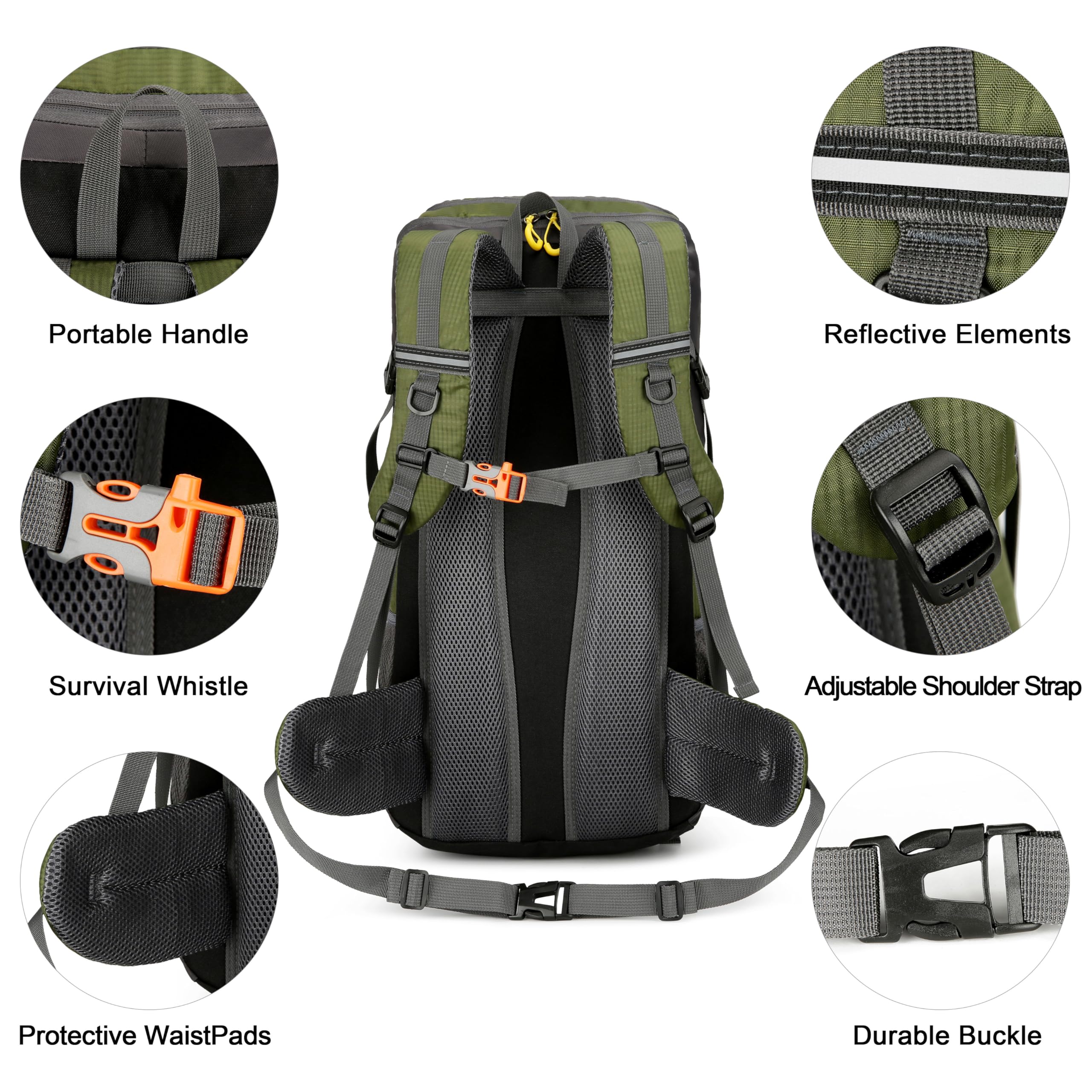 Zaino da trekking da 50 l, impermeabile, borsa multifunzione con copertura antipioggia, zaino di grande capacità, per uomo e donna, alpinismo, arrampicata, viaggi,