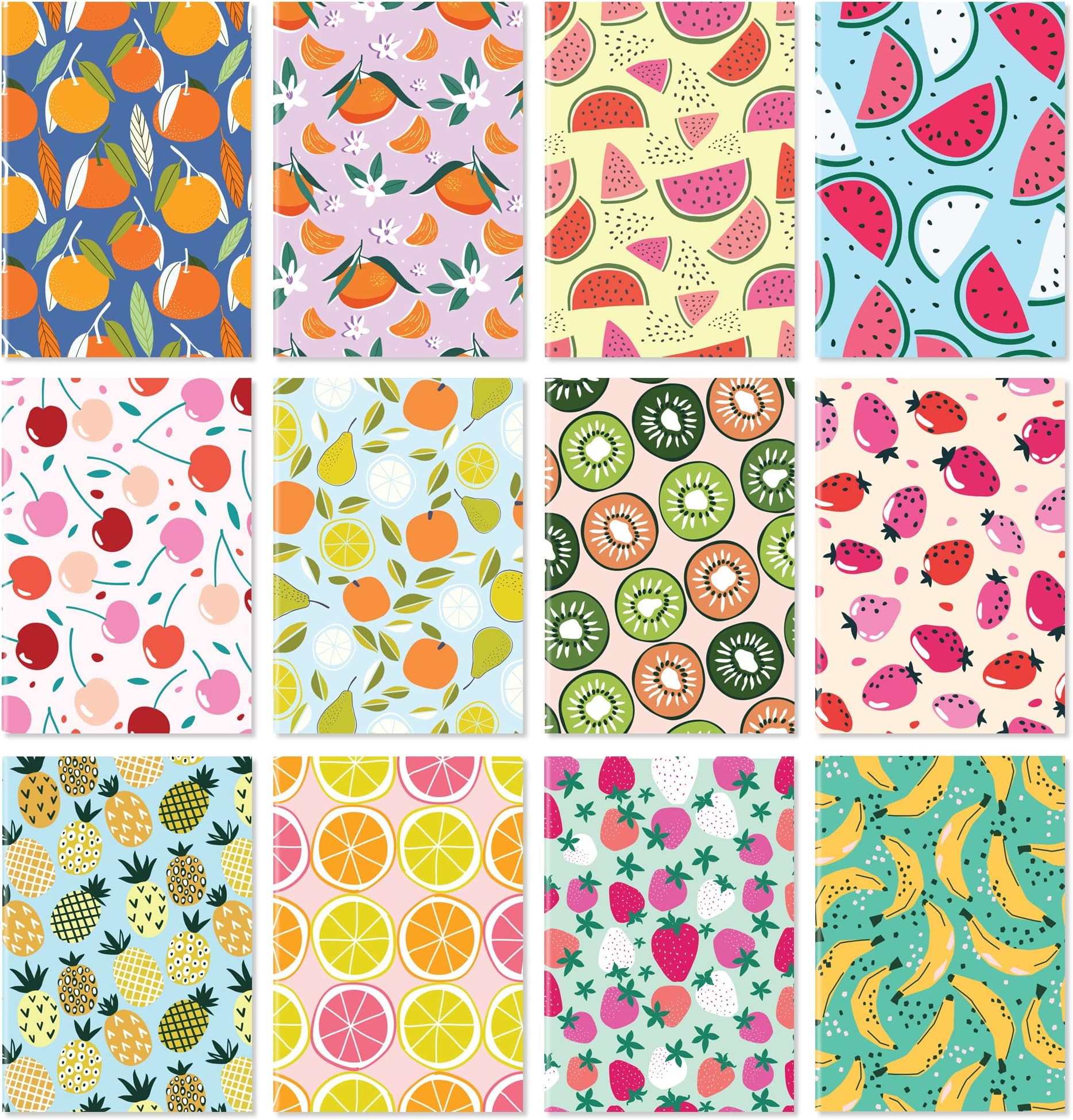 Sweetzer & Orange S&O Notebook Journal Set of 24 with 12 Unique Designs - Brightly Colored 3.5x5 Mini Organizer That Fit Anywhere - Durable Pocket logbook Group- Writing Pad Bulk