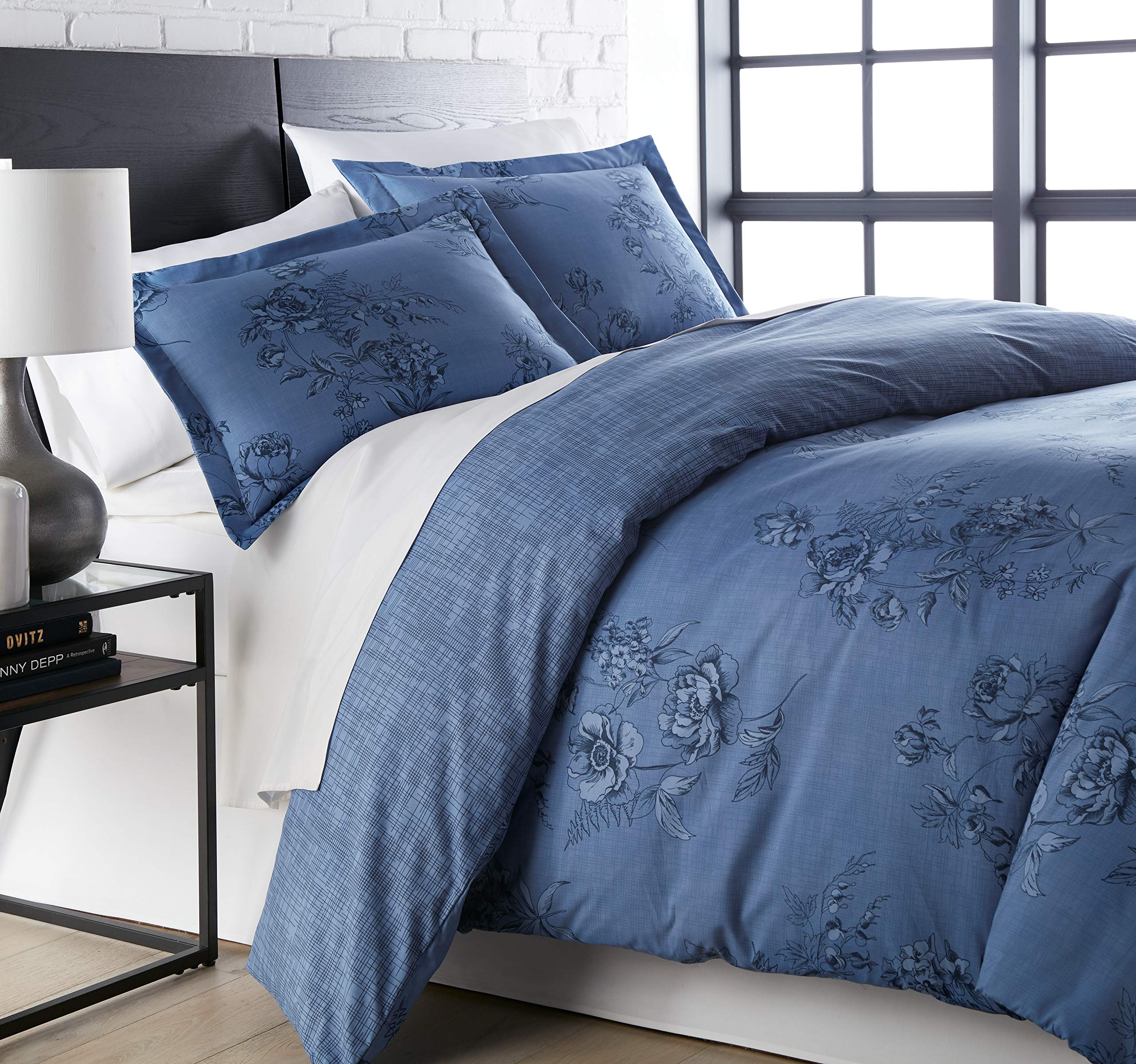 Southshore Fine Living, Inc. Paisley Boho Duvet Cover Queen Size/Full Size - Premium Quality Full/Queen Bedding Set, Easy Care - 1 Duvet Cover Full/Queen, 2 Pillow Shams - Harmony Blue