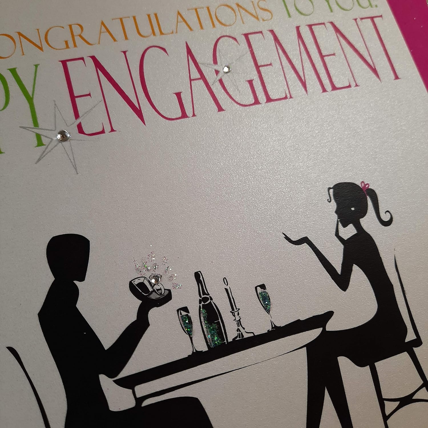 WHITE COTTON CARDS Code N58 Huge Congratulations to You! Happy Engagement Hand Finished Engagement Card