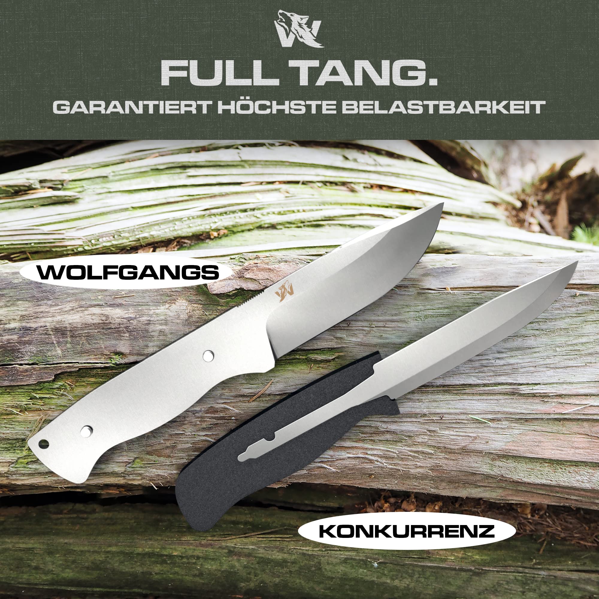 ODENWOLF LUPUS Outdoor Messer feststehende Klinge im klassischem Stil - Survival Messer feststehende Klinge - Jagdmesser mit Scheide und Feuerstarter - Perfektes Bushcraft Messer Outdoor Survival