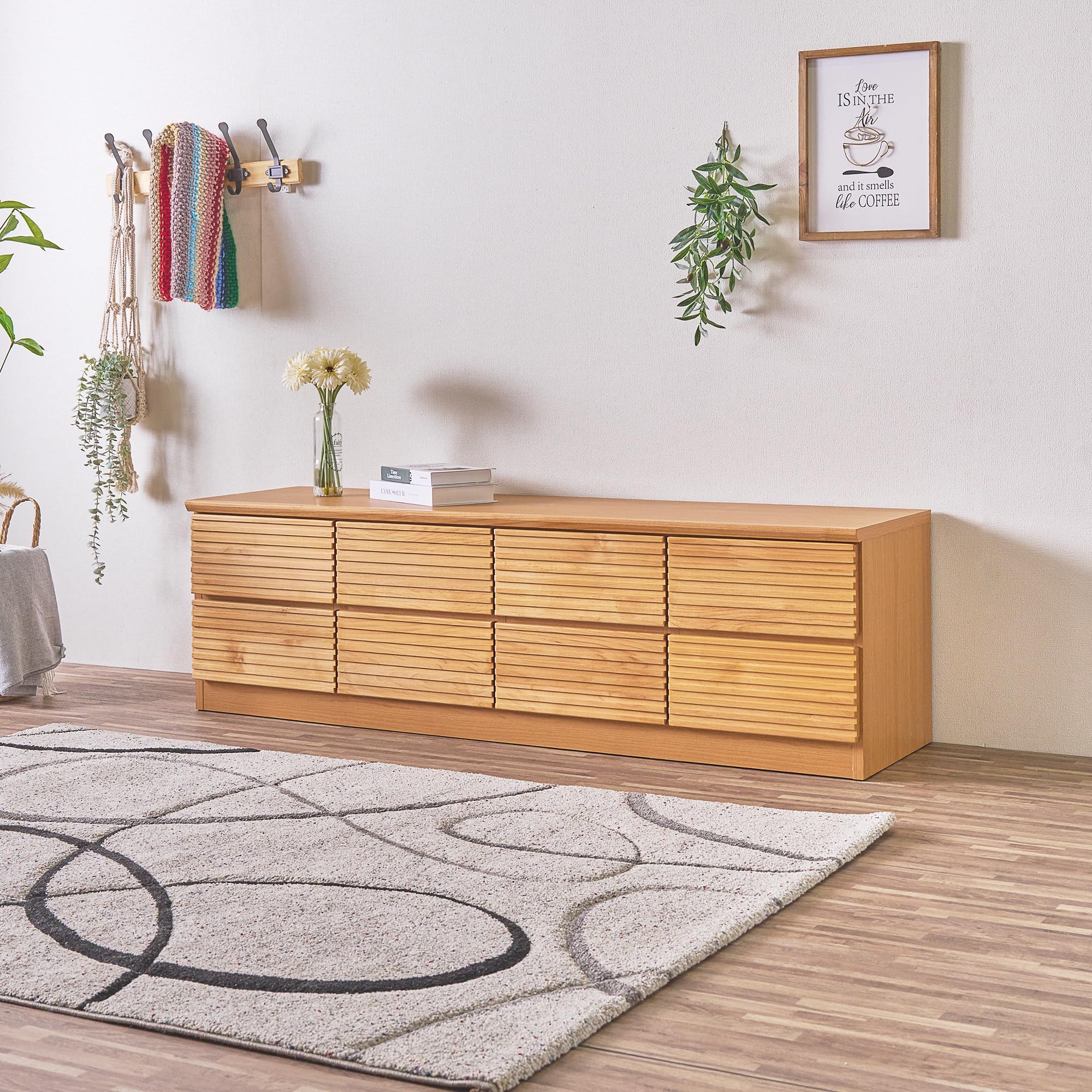 Amazon｜Cスタイル リビングチェスト 幅160cm 2段 ナチュラル タンス