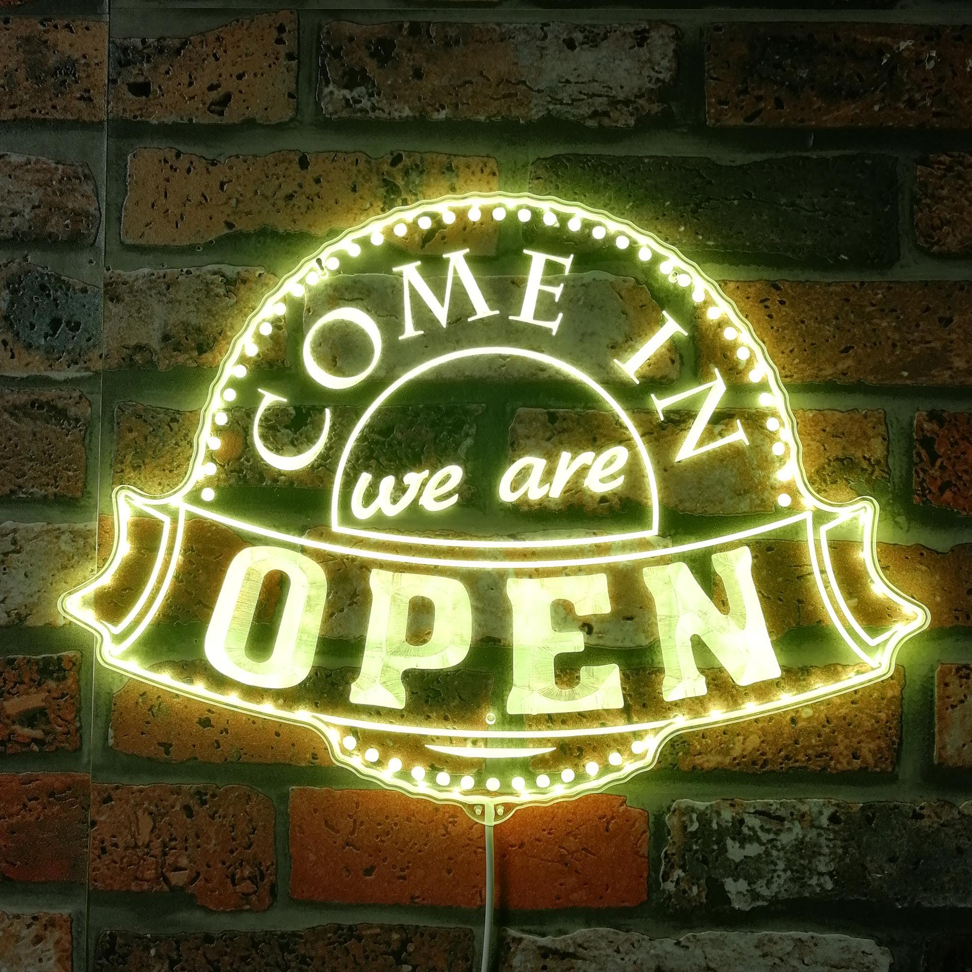 ADVPRO Come in We're Open Ribbon RGB Dynamic Glam LED Sign - Cut-to-Edge Shape - Smart 3D Wall Decoration - Multicolor Dynamic Lighting st06s86-fnd-i0222-c
