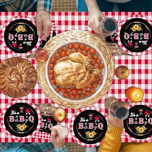 Miniatura 6 de Decoración para baby shower, juego de vajilla Baby Q, juego de vajilla It's A Baby Q, servilletas, barbacoa, cubierta de mesa de baby shower,