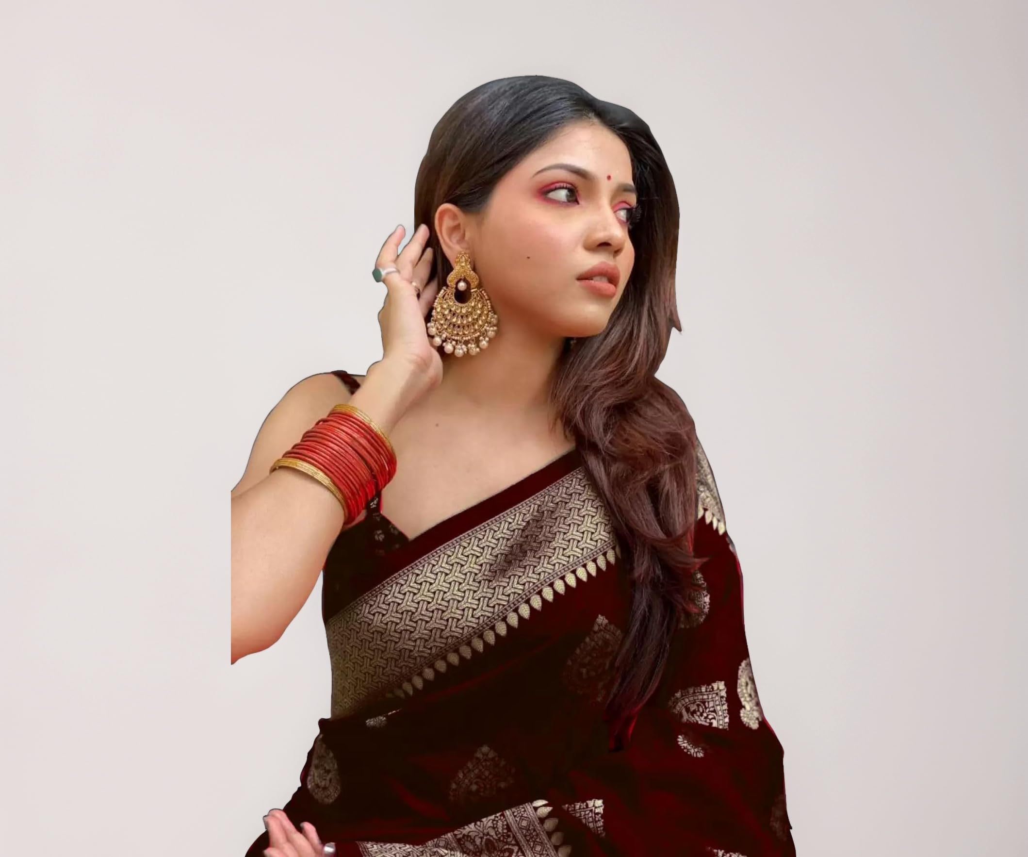 Women's Banarasi Saree Pure Kanjivaram Silk Saree Soft new ladies 2023 Design Wear Pattu Sarees Latest Cotton Party Sari collections With Blouse Piece for Wedding sadi (PARI 122 MAROON)