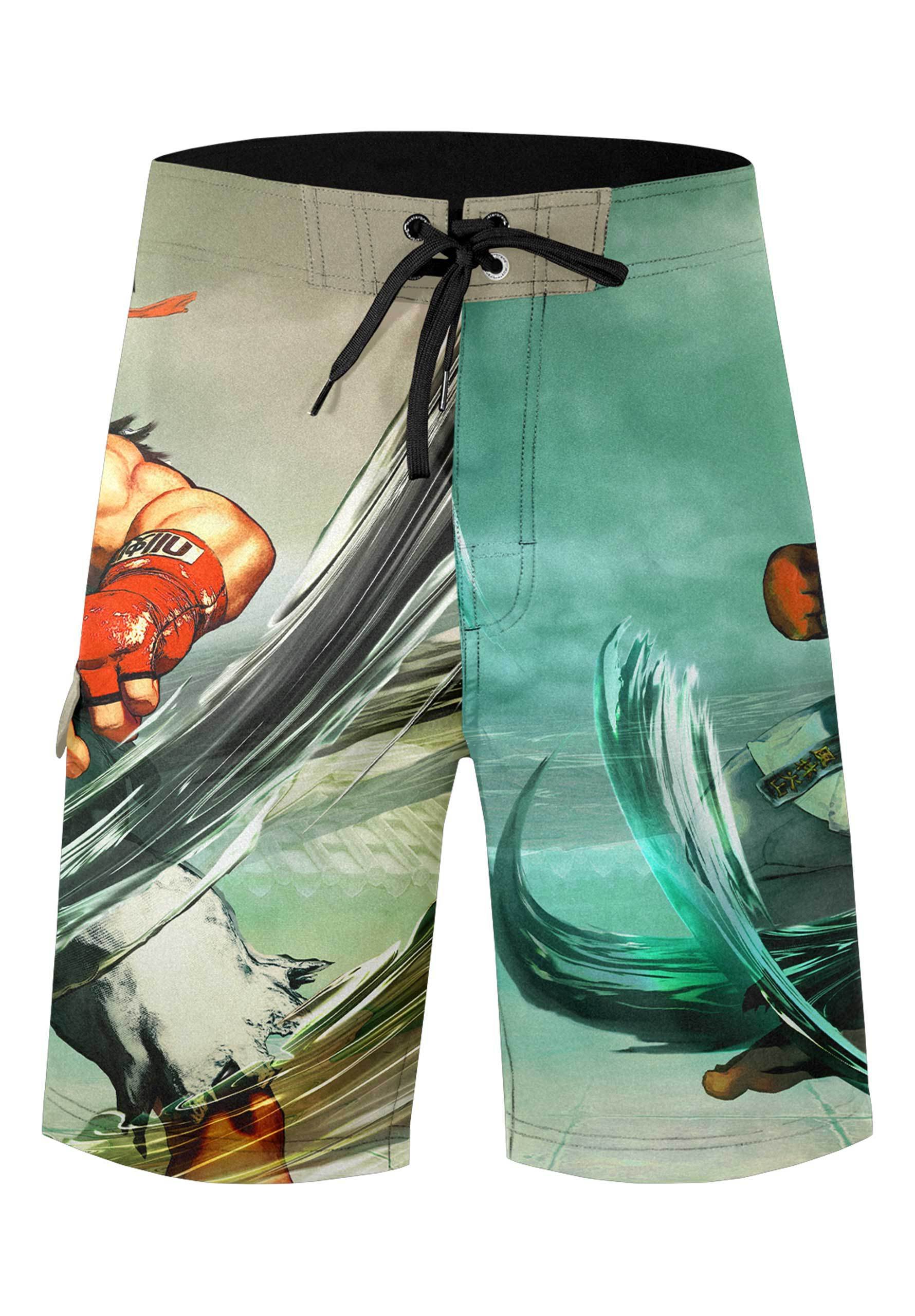 GREEN Street Fighter Boardshorts Ryu, US X-Small