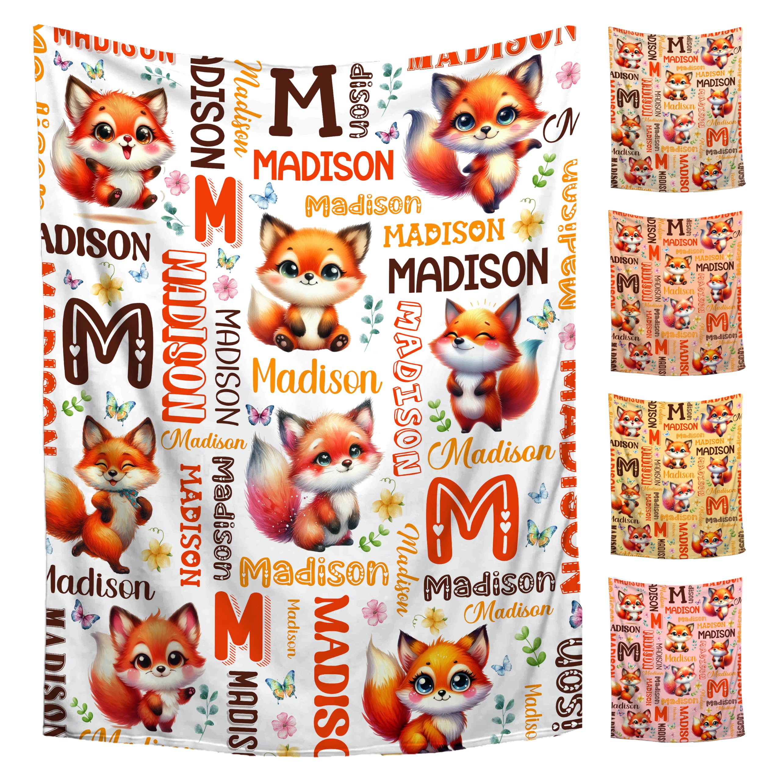 Custom Fox Blanket for Boys Girls,Ultra Soft Personalized Gifts Baby Blanket,Customized Throw for Toddlers Newborn Stroller Crib,60"x80"
