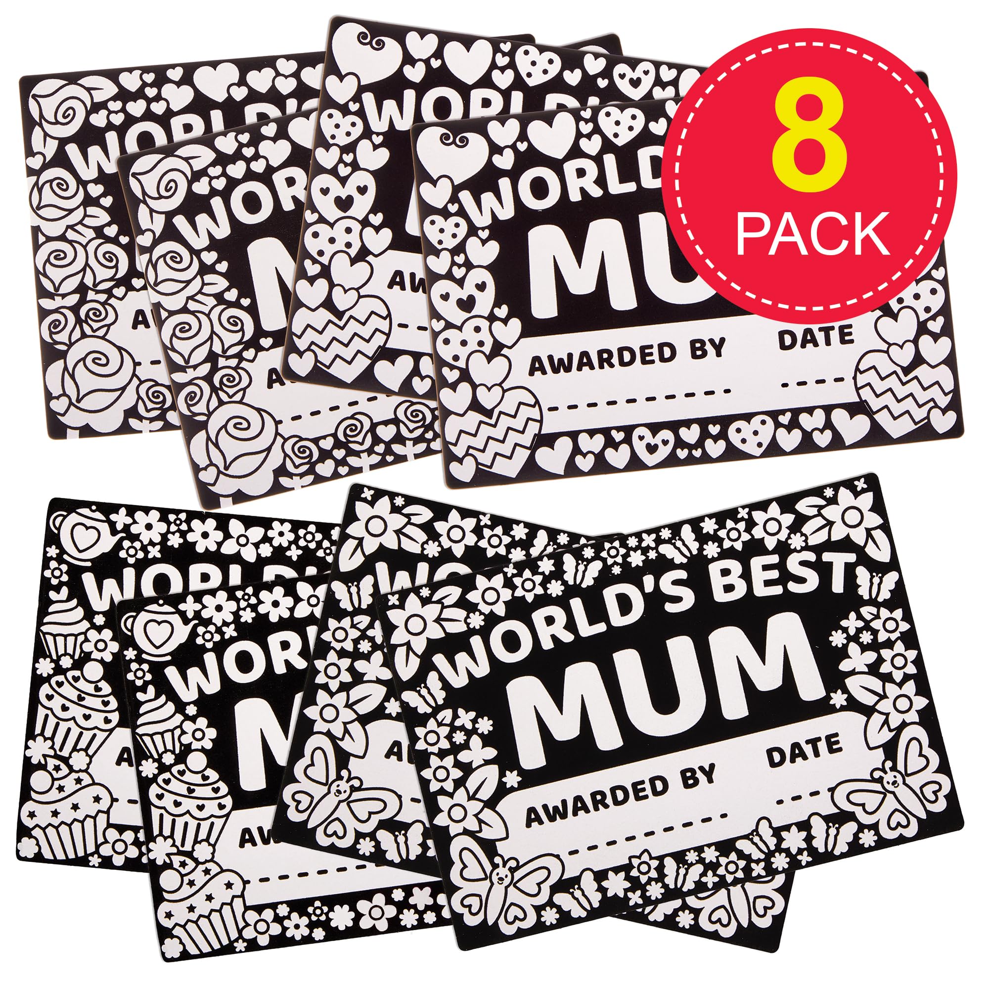 Baker Ross FX952 Mother's Day Colour In Fuzzy Art Certificates - Pack of 8, Mothers Day Gift Craft Kits for Kids - Image 2