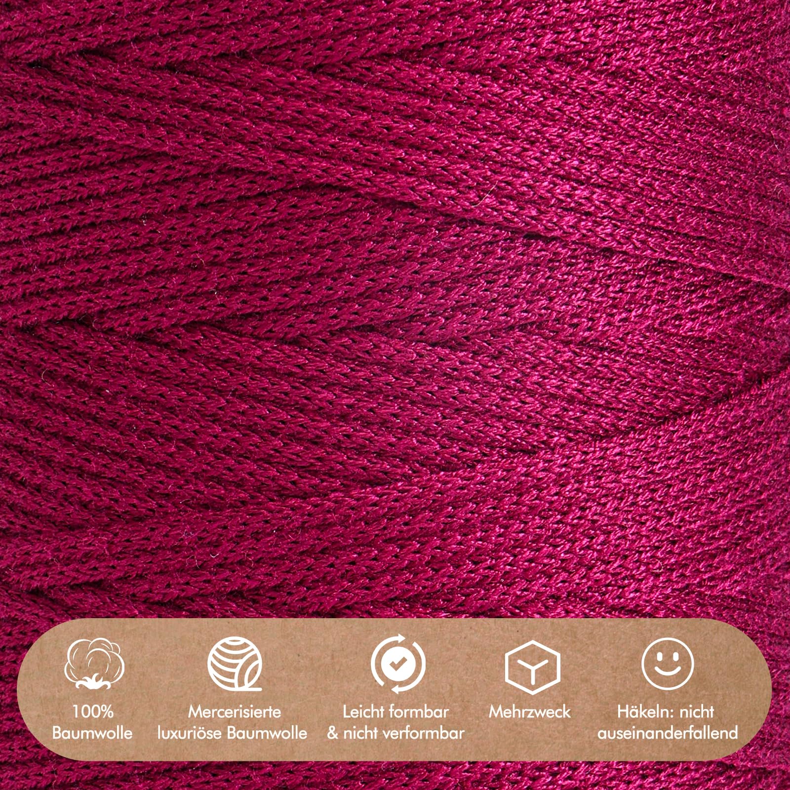 Renyiz Przędza do makramy 2,5 mm, 2 x 250 g, przędza bawełniana z 3 mm, do szydełkowania, do torebek i projektów rzemieślniczych, odpowiednia dla początkujących Cotton Yarn