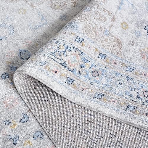 Miniatura 9 de Safavieh Bayside Collection - Alfombra para pasillo, 2.2 x 8 pies, color gris y azul, diseño Shabby chic, no desprende pelusa y de fácil cuidado,