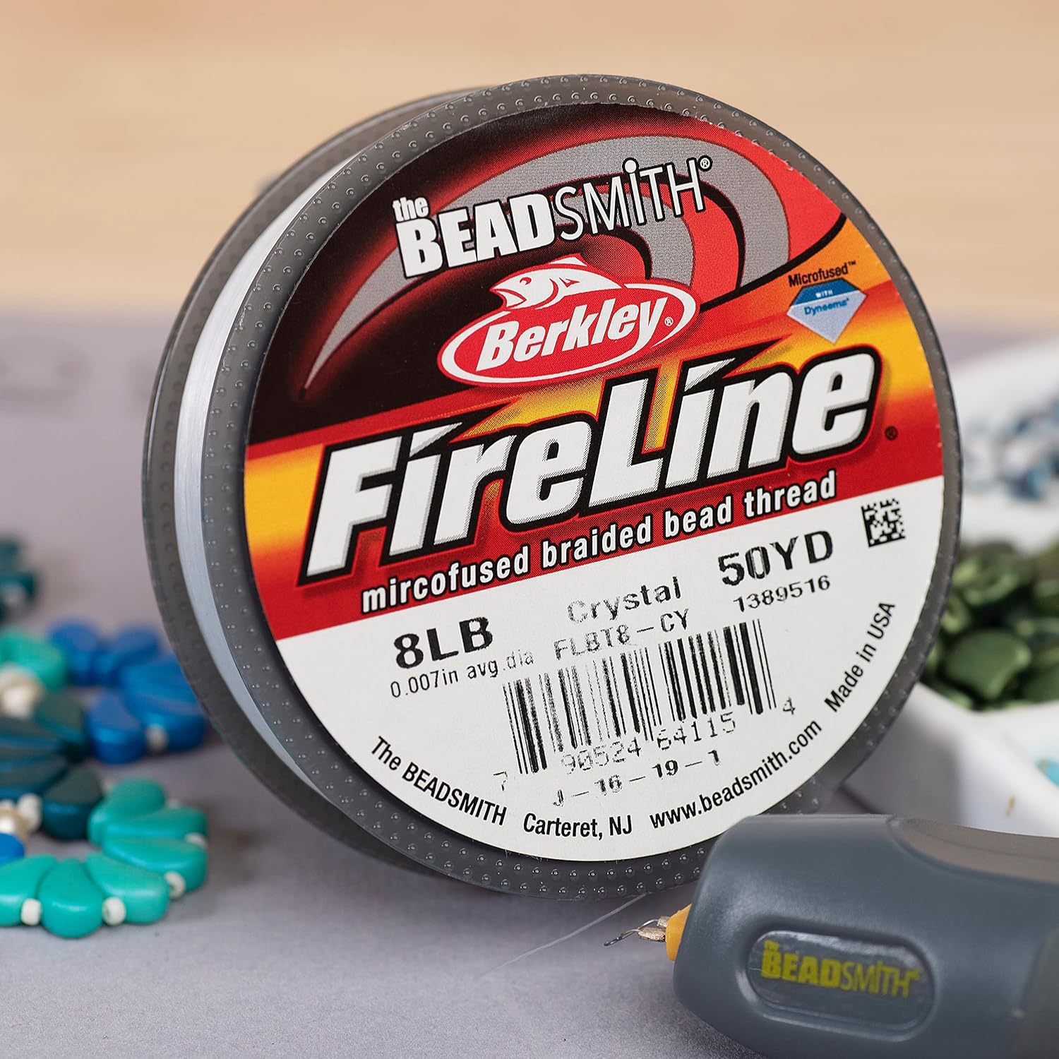 The Beadsmith Fireline by Berkley – Micro-Fused Braided Thread – 8lb. Test.007”/.17mm Diameter, 50 Yard Spool, Crystal Color – Super Strong Stringing Material for Jewelry Making and Bead Weaving