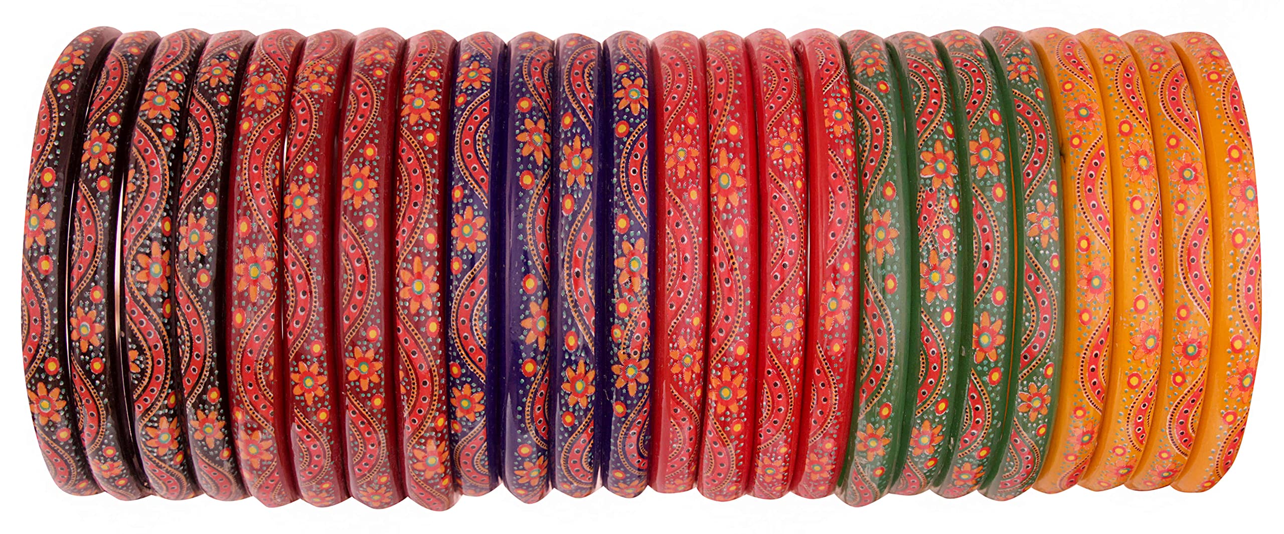 ZULKA Get your traditions Glass with Flower Pattern Glossy Finished Kada Set For Women and Girls, (MultiColour_2.4 Inches), Pack Of 24 Kada Set (B07RZY48XW) Amazon Price History, Amazon Price Tracker