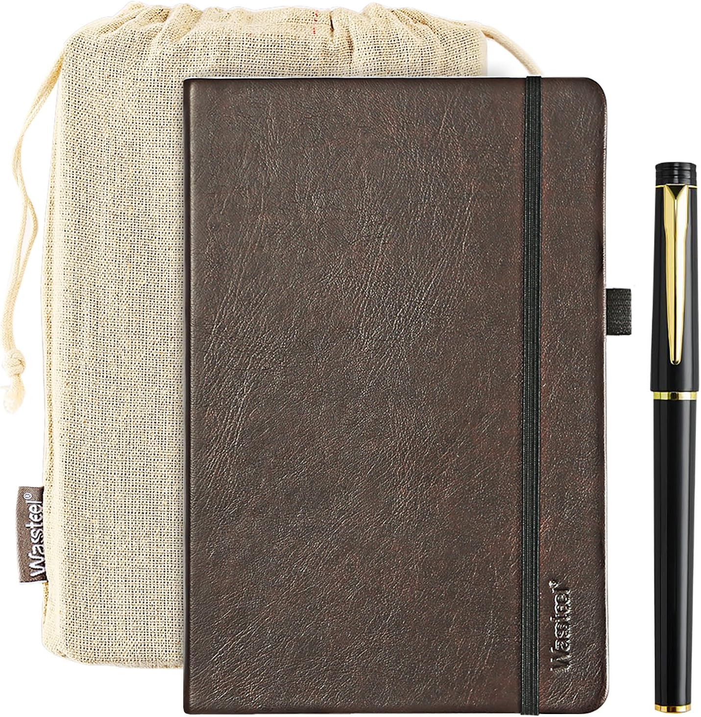 Notebook College Ruled 120gsm Thick Classic Notebook with Pen Loop- A5 Wide Ruled Hardcover, Fine Pu Leather, 192 Pages,8.5 x 5.7 in, Gift with Gel Pen Refill Note Paper (NoteBook)