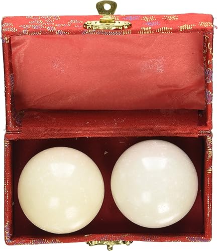 White Stone - Bolas de masaje chinas, masaje de manos, alivio del estrés, 2.5 pulgadas de diámetro
