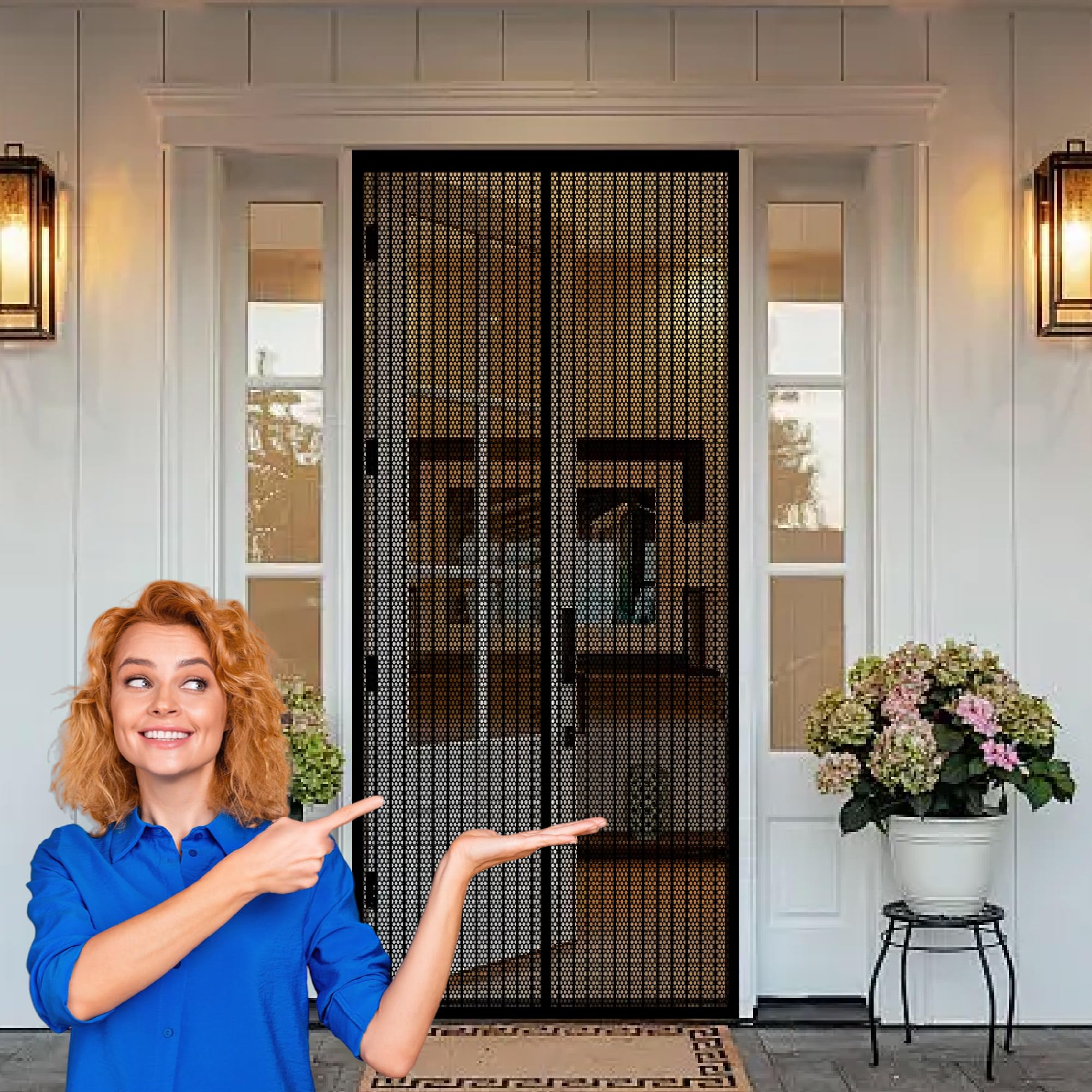 Moustiquaire magnétique pour portes 85x238 cm noir à mailles ultra fines