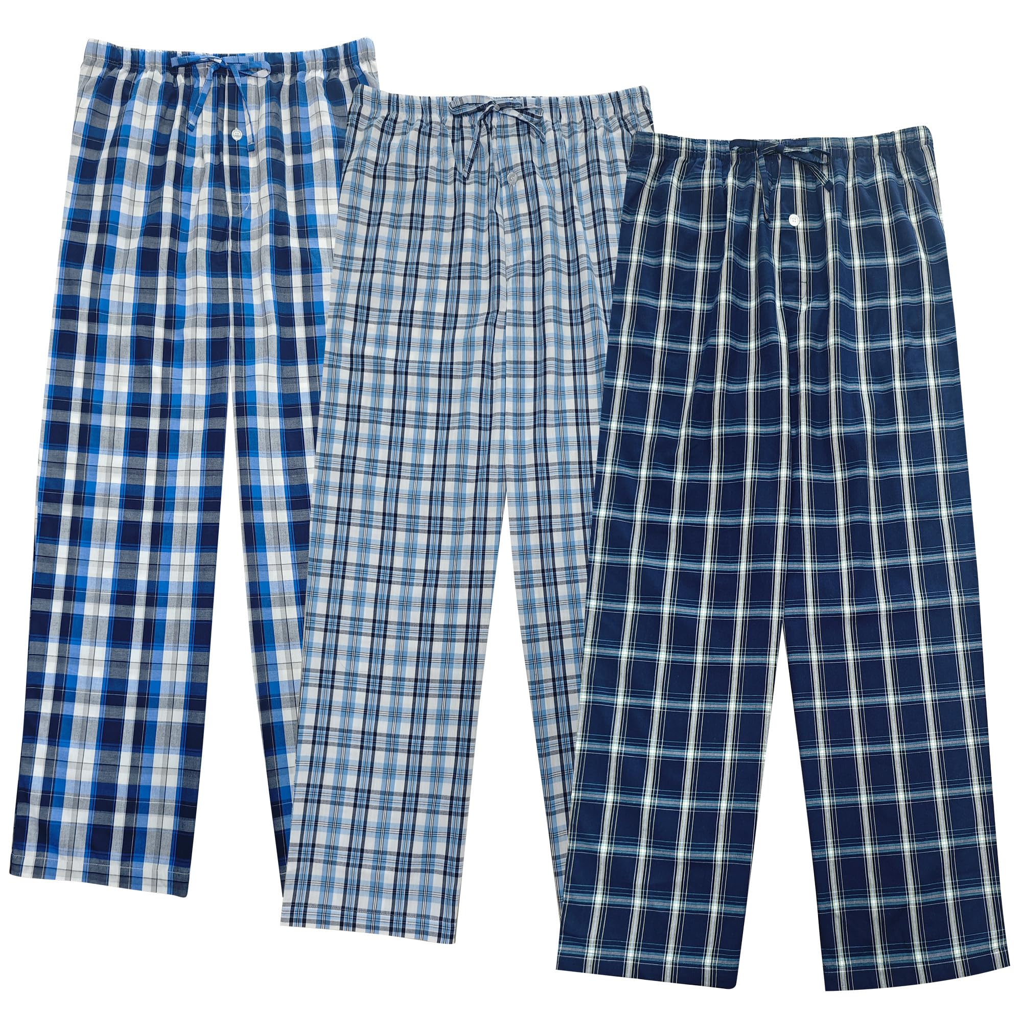 Vulcanodon Schlafanzughose Herren lang 100% Baumwolle | Karierte Pyjamahose lange Schlafhose bequeme Freizeithose für Herren Schlafanzug Hose
