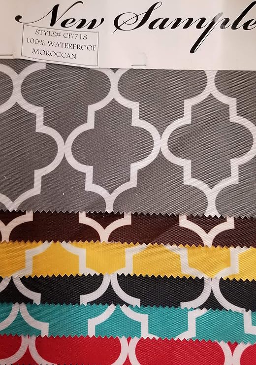 Moroccan Quatrefoil Canvas Outdoor Waterproof Fabric/Sold by The Yard (Brown, 1 yd)