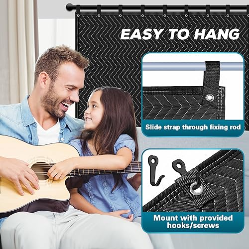 Miniatura 5 de 2 piezas de manta grande de amortiguación de sonido, 96" x 80" de absorción de sonido para estudio, manta acústica de estudio con cancelación de