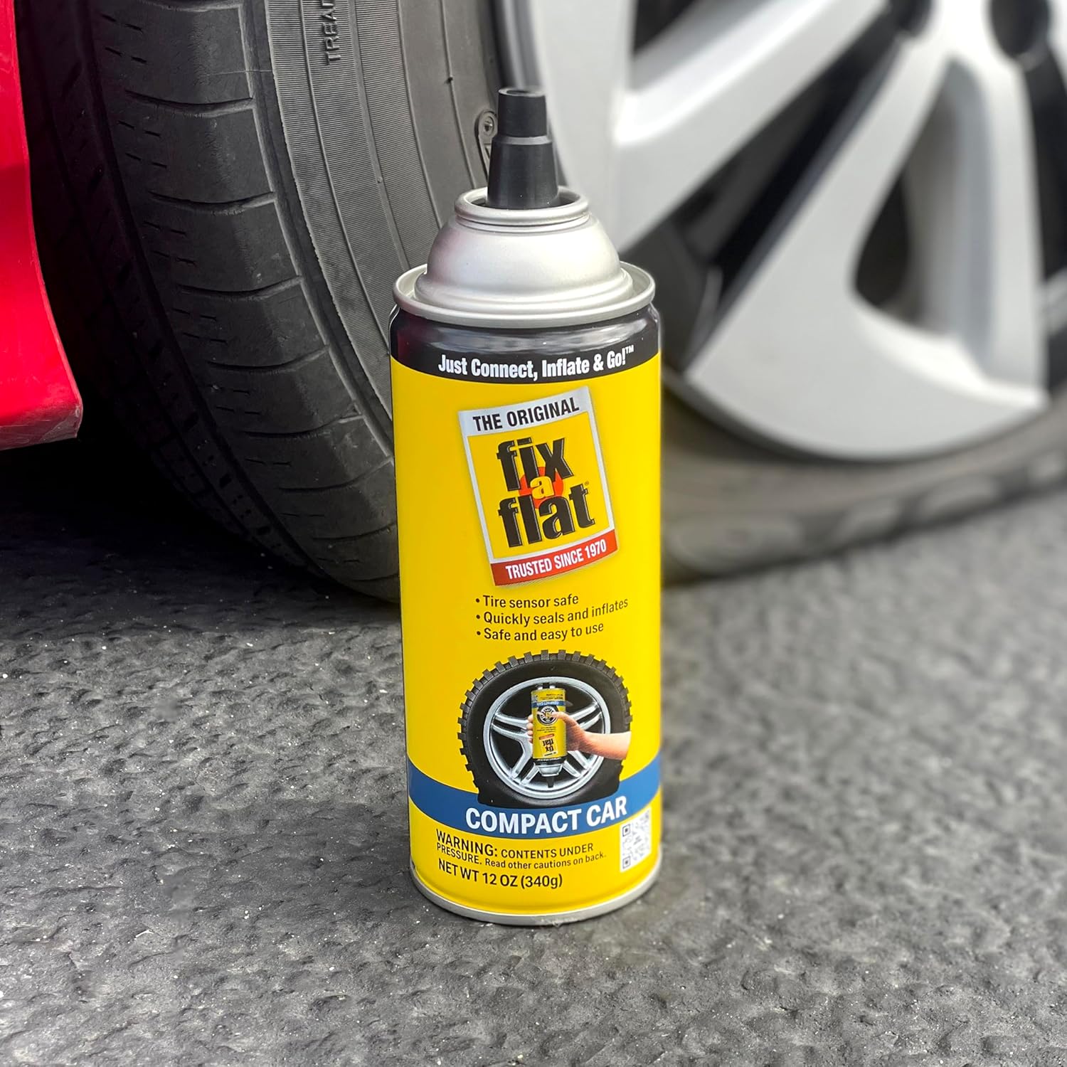 Fix-A-Flat S60410-6PK Aerosol Emergency Flat Tire Repair and Inflator, for Compact Tires, Eco-Friendly Formula, Universal Fit for All Compact Cars, 12 oz. (Pack of 6)