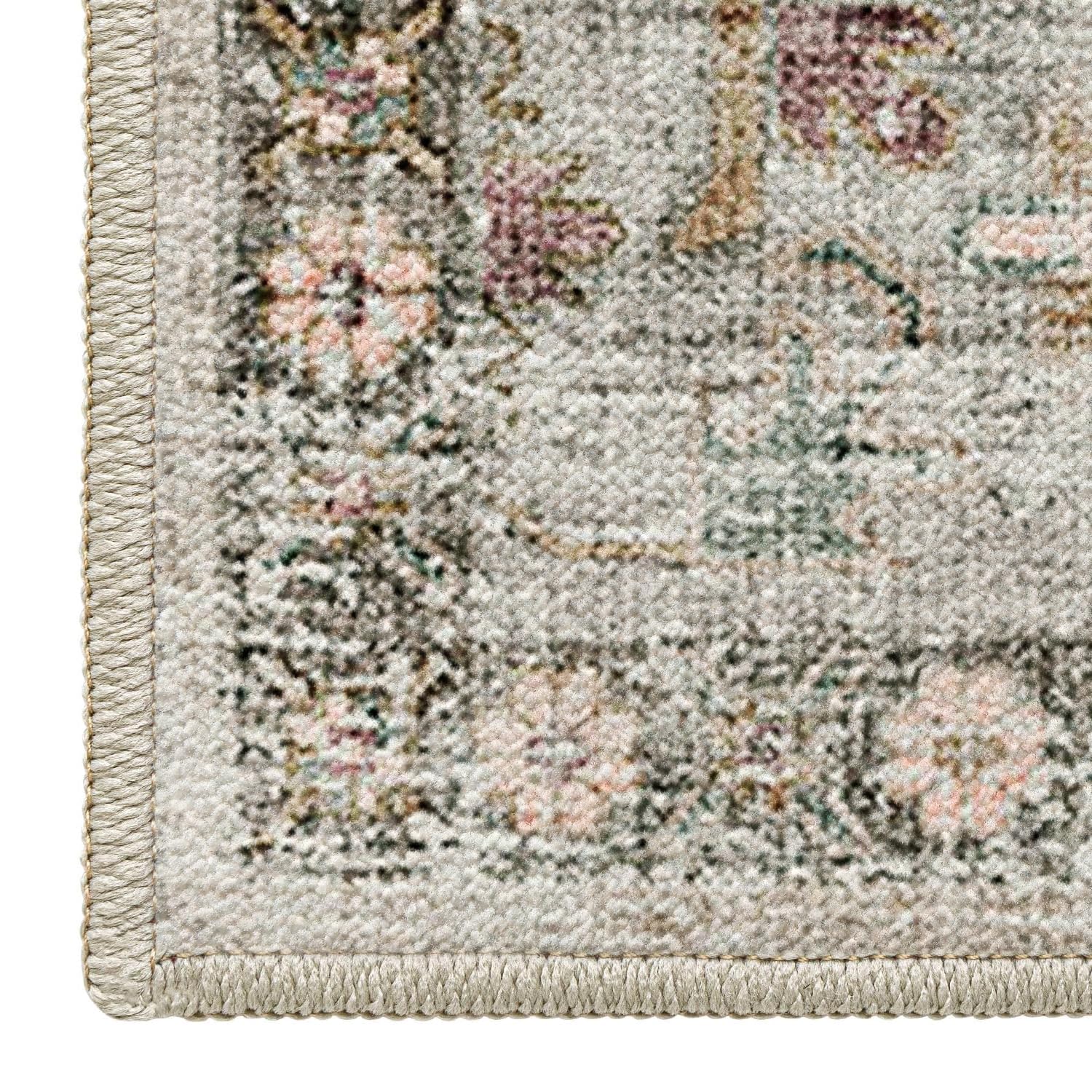 DEXI Tappeti Salotto 244 x 305 cm, Antiscivolo Tappetino Disegno Floreale per Soggiorno, Assorbente Lavabile Tappeto Pelo Corto per Camera da Letto, Sala da Pranzo, Ufficio, Beige