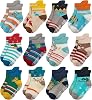 RATIVE Anti Slip Toddler Ankle Socks with Grips Non Skid Cotton Baby Socks for Boys & Girls