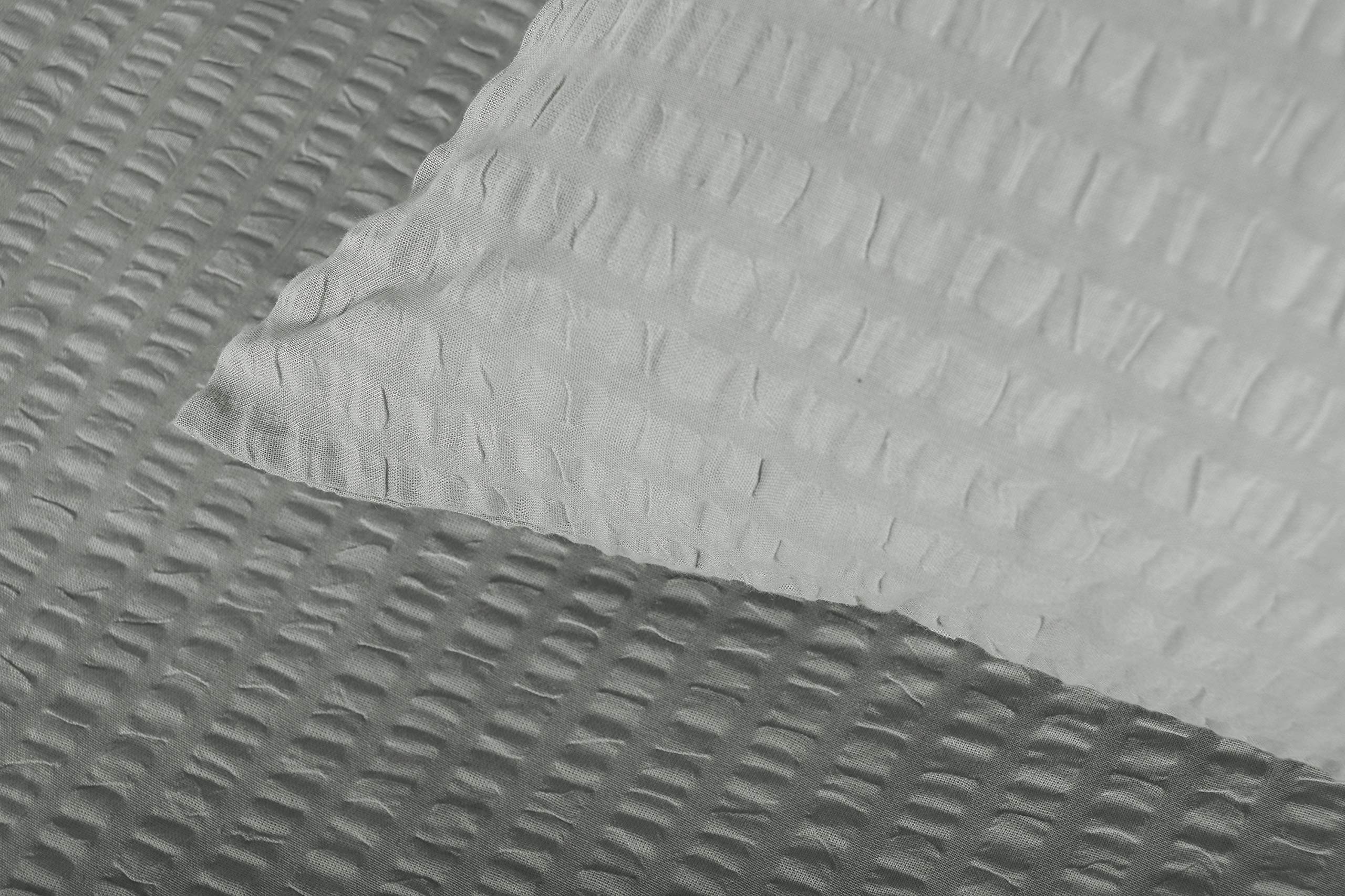 jilda-tex Seersucker Bio-Bettwäsche Uni 100% Baumwolle Valencia Sommerbettwäsche (Grau, 240x220 + 2x80x80 cm)