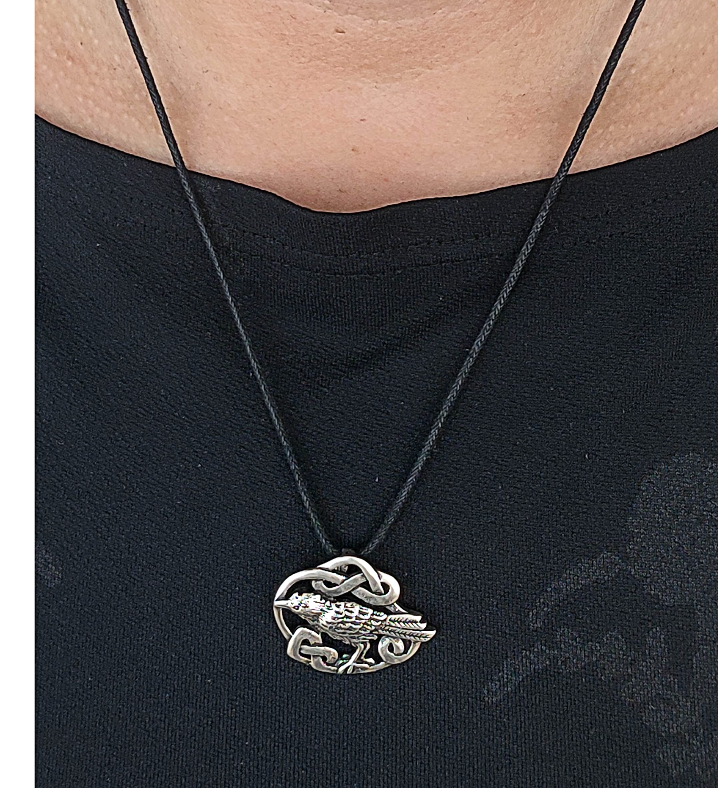 Raben Anhänger aus 925 Sterling Silber mit Baumwollband Si.274
