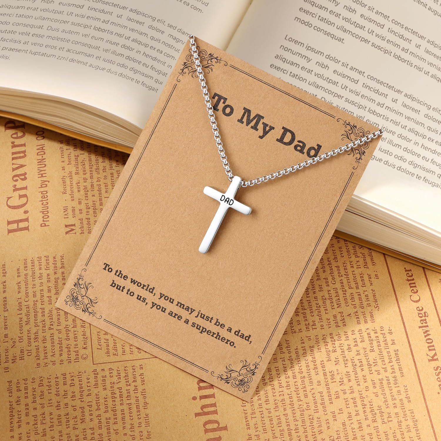 Lcherry Mens Cross Pendant Necklace Stainless Steel Box Chain Cross Necklace for Men Religious Christian Religious Gifts for Him - Image 2