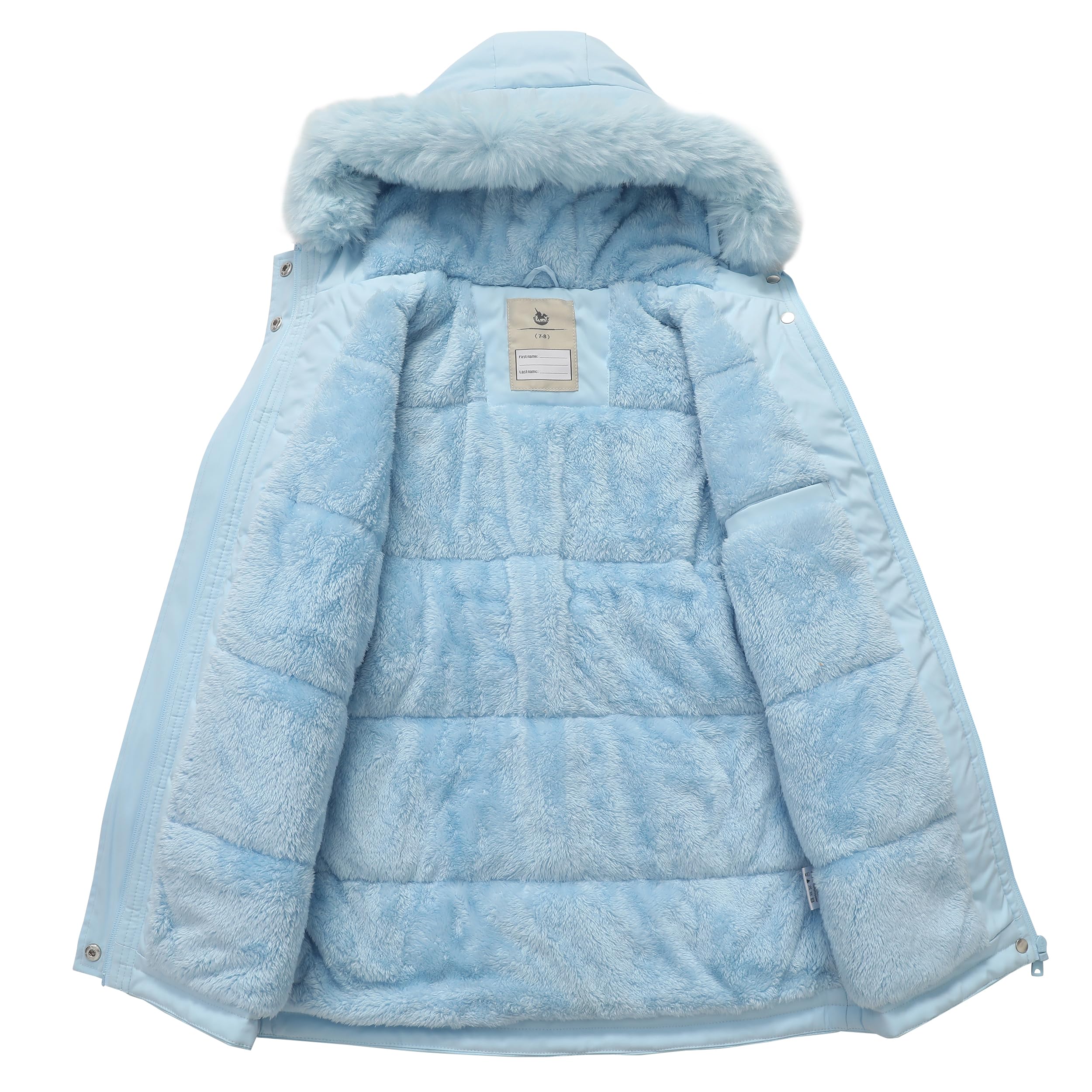 Wasserdichte Winterjacke für Mädchen, mit Fleece gefüttert, Kapuzenmantel, warm, isoliert, Parka für Schule und Spielen im Freien