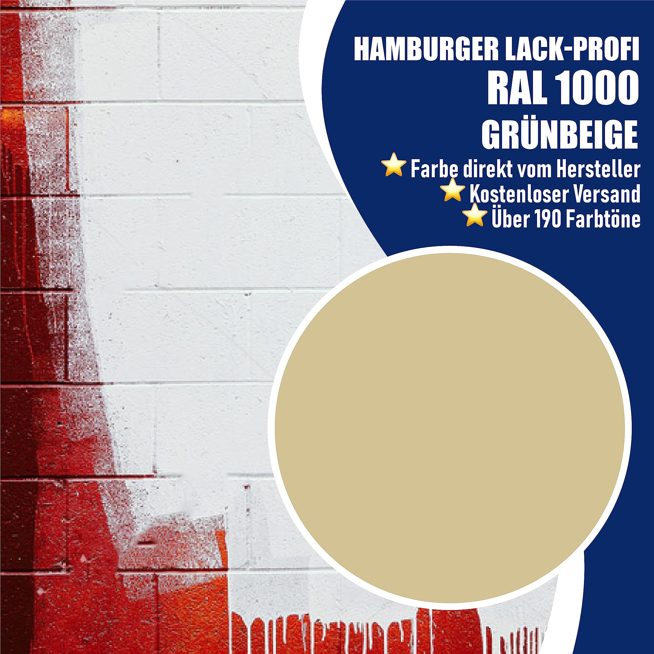 Hamburger Lack-Profi Betonfarbe SEIDENMATT Grünbeige RAL 1000 Beige Bodenfarbe Bodenbeschichtung Betonbeschichtung Fassadenfarbe (2,5 L)