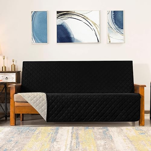 Vista 213 de Chun YI. - Funda reversible para sofá, funda para sillón, fácil de instalar, lavable, cubiertas para sala de estar. Negro