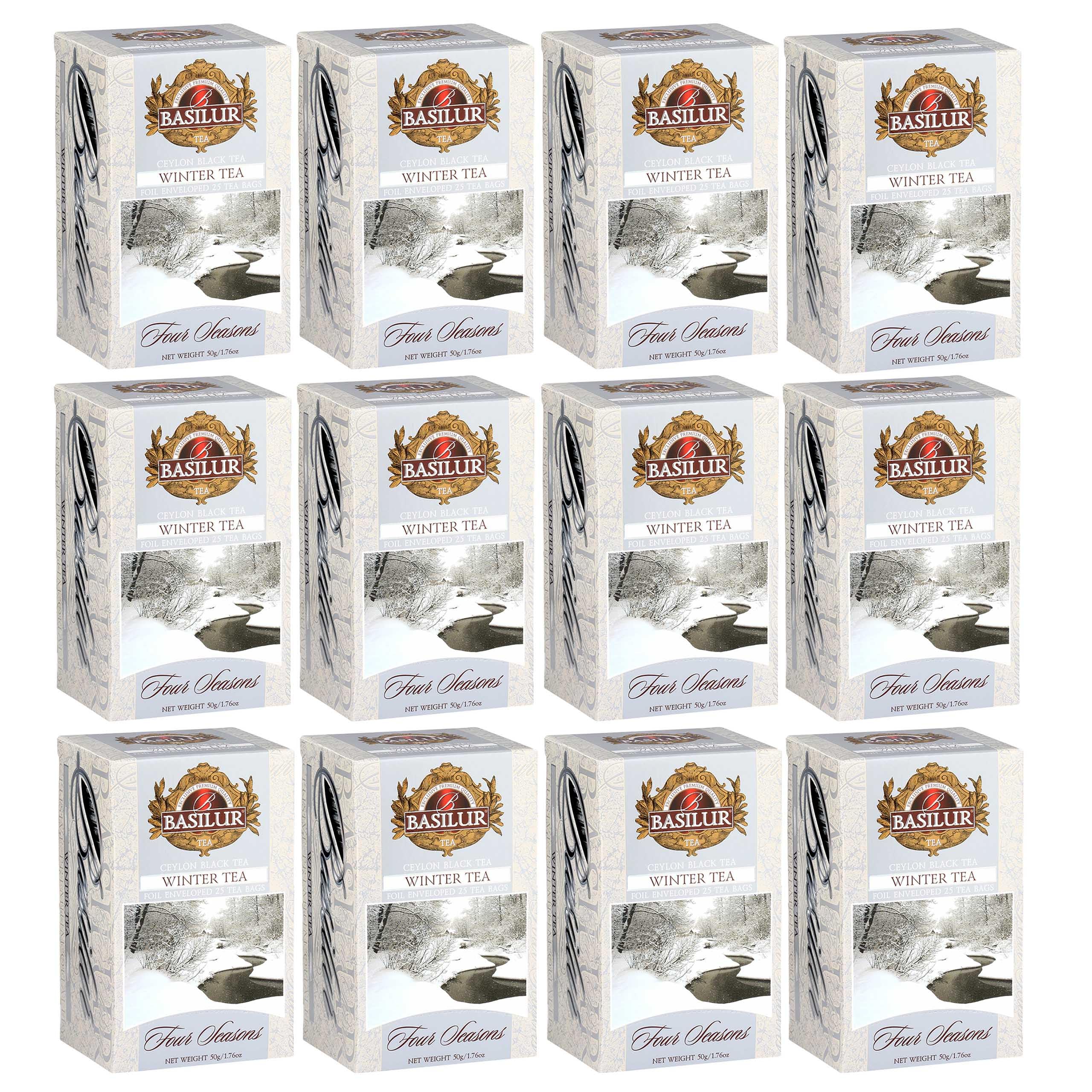 BASILUR Winter Tea- Czarna herbata cejlońska z dodatkiem owoców żurawiny w saszetkach, 25x2g, 12 paczek