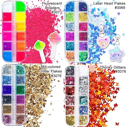 Miniatura 5 de Brillantinas iridiscentes, lentejuelas holográficas, copos láser, chips de aluminio, cuentas, polvos de pigmento cromado espejo, kit de fabricación