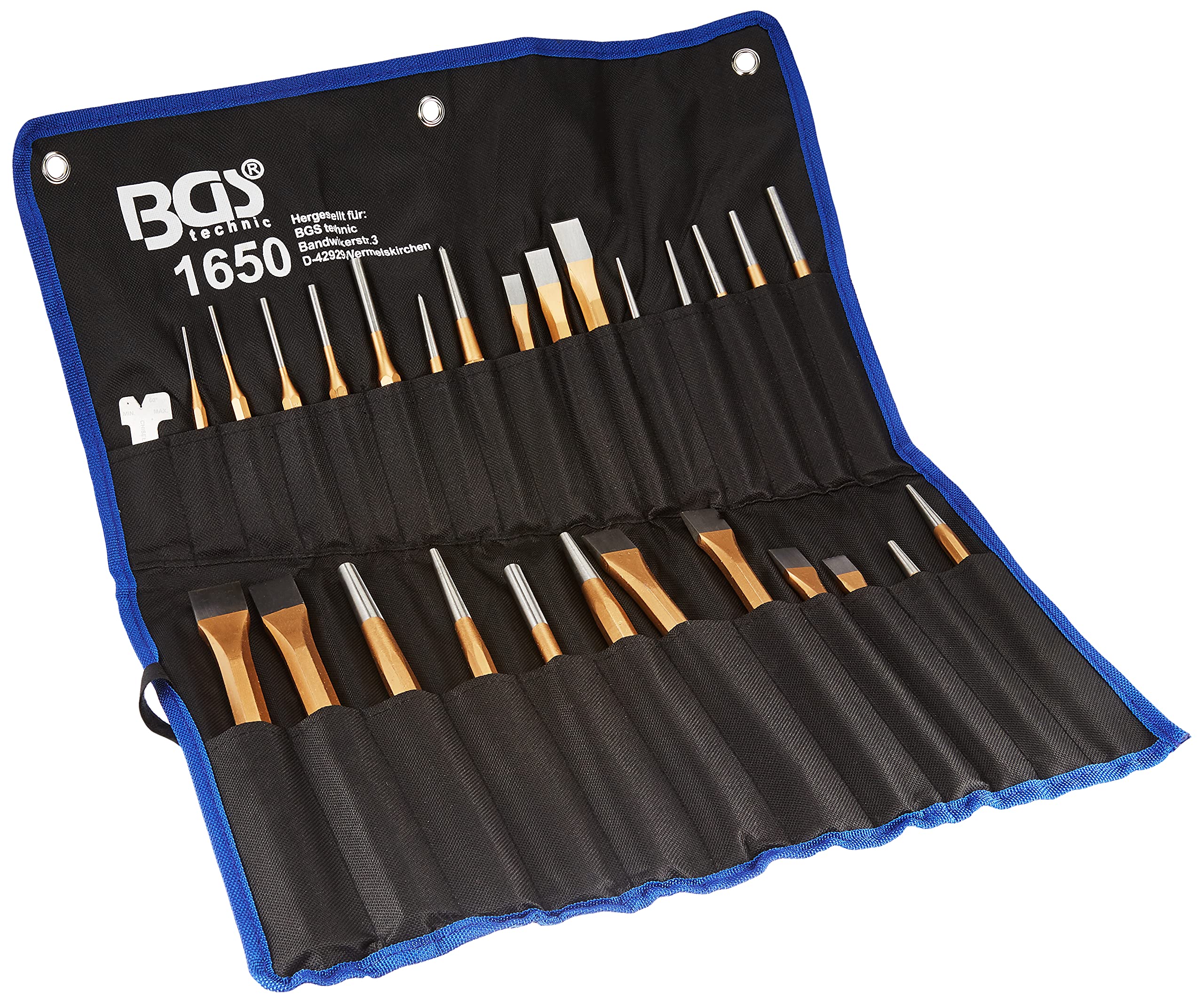 BGS 1650 | Juego de cinceles y punzones | 28 piezas + Juego de extractores de tornillos | tamaño 1 - 6 | 6 piezas