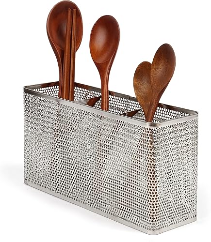 Miniatura 4 de LENITH Soporte perforado para utensilios de cocina con ganchos, almacenamiento de acero inoxidable 304 para organizador, apto para lavavajillas