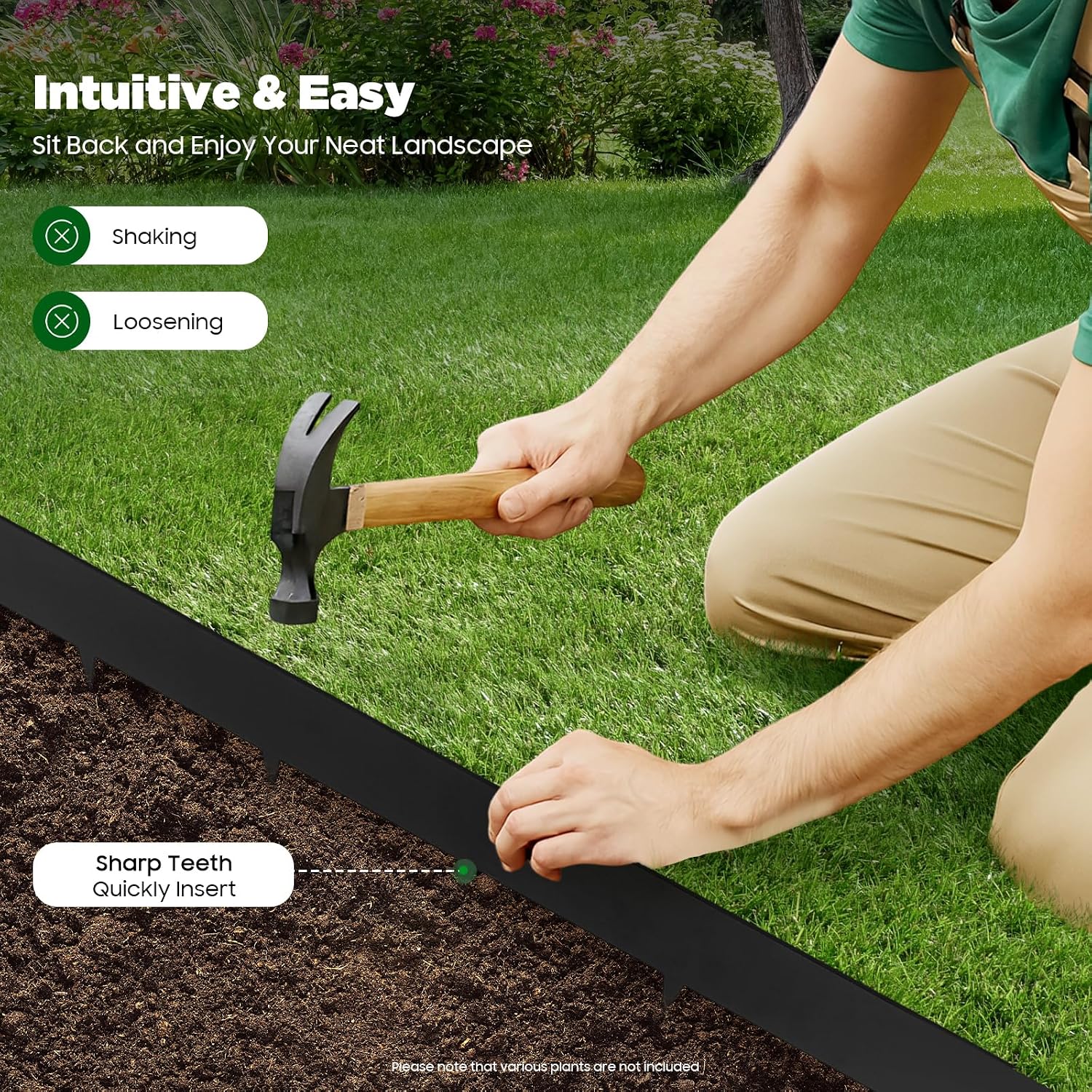 Galvanized Steel Landscape Landscape Edging (5-Pack) 4.6 inch Hammer-in Metal Landscaping Edging for Yard Pathway & Flower Beds 3.25ft Each Lawn Edge Yard Pathway Divider