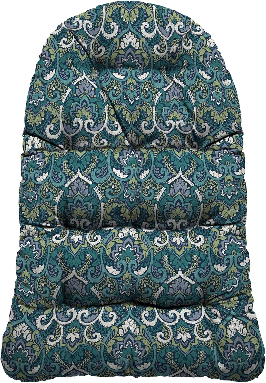 ARDEN Plush Indoor / Outdoor Egg Chair Cushion, 34 x 49, Water Repellent, Fade Resistant, Tufted for Comfort Sapphire Aurora Blue Damask