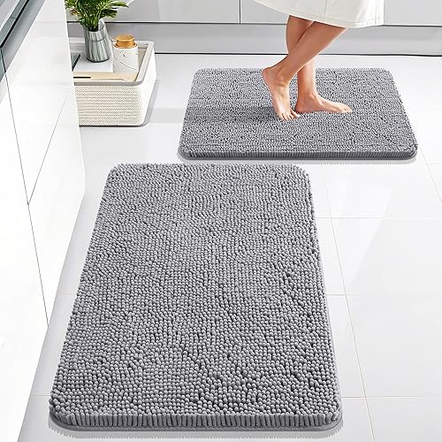 Miniatura 66 de OLANLY Juego de 2 alfombras de baño, tapetes de baño de felpilla suave y absorbente y tapete para inodoro con contorno en forma de U, alfombra de