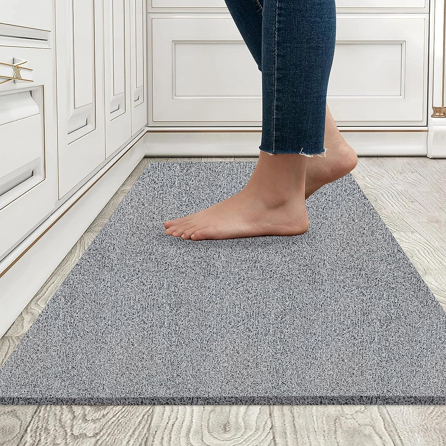 Cushion Noodle Mat for Home Entrance, Heavy Indoor Outdoor Anti Slip PVC Floor Mat for Bedroom, Kitchen, for Bathroom, Doors, Office, Door Mat, Bath Mat (2x3 Feet, Grey)