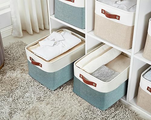 Miniatura 2 de DECOMOMO - Contenedores de tela para almacenamiento para estantes, armarios, ropa blanca, estante de bebé, juguete, cubos decorativos con asas