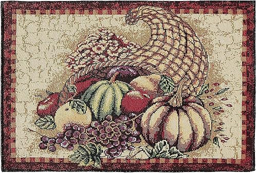 Miniatura 8 de Violet Linen Tapiz decorativo de algodón con diseño de girasoles de otoño de la cosecha de otoño de 13 x 19 pulgadas, calabazas