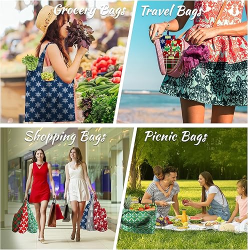 Vista 228 de BeeGreen Bolsa de viaje plegable reutilizable para regalo, bolsas de comestibles reutilizables, grandes regalos de vacaciones, bolsa de tela