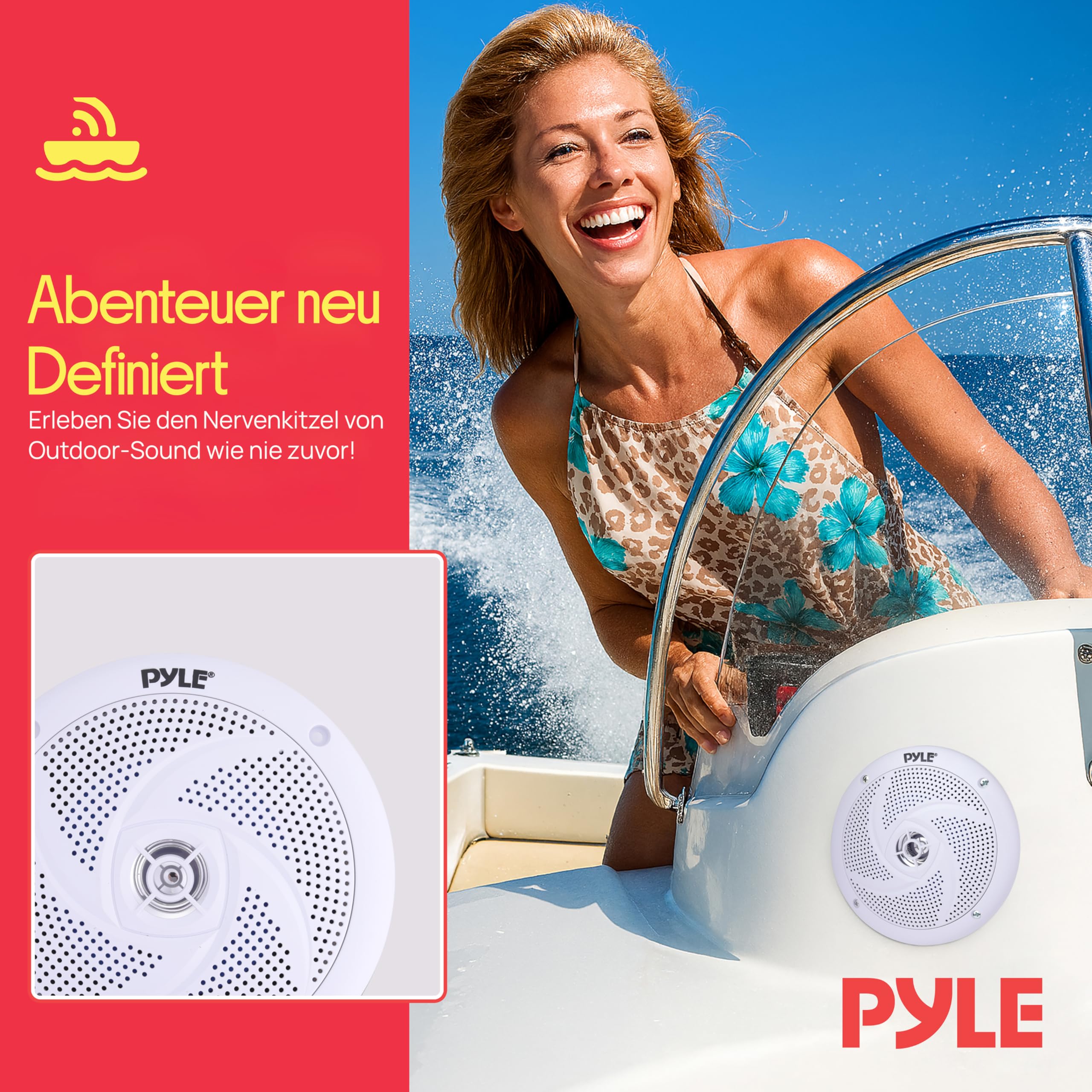 Pyle Outdoor Lautsprecher, 16.5cm- Aussenlautsprecher Wasserfest, 240W- Marine Lautsprecher, Outdoor Speaker- für Sommerfahrten mit Offroader, Boot, UTV, ATV, RV Auto & Golf Cart, Flach