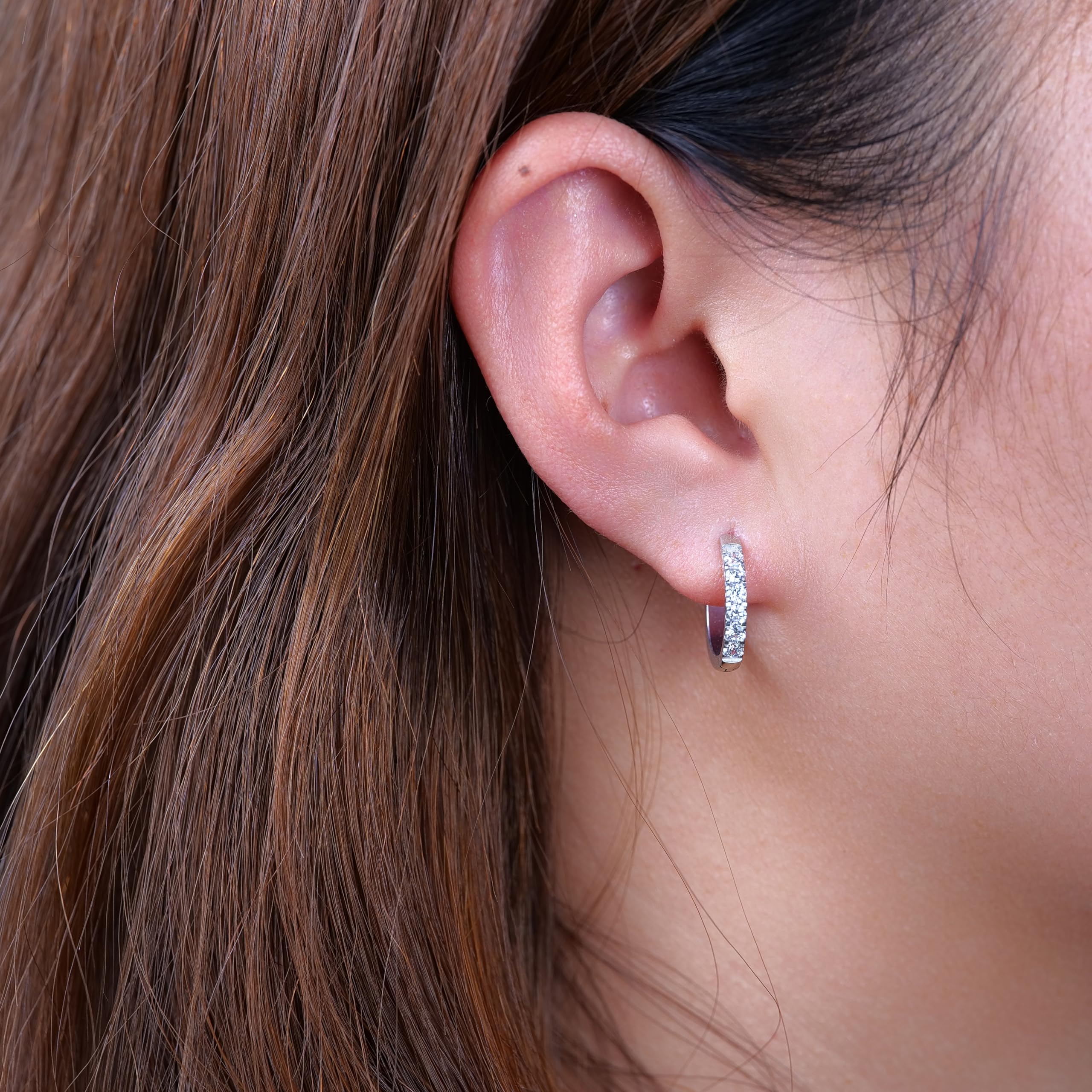 limerencia G23 Orecchini a Cerchio Anallergici per Orecchie Sensibili,Huggie Hoop Orecchini in Titanio 8 mm/10 mm/12 mm,Orecchini Argento Diamante per Donna Uomo Bambina