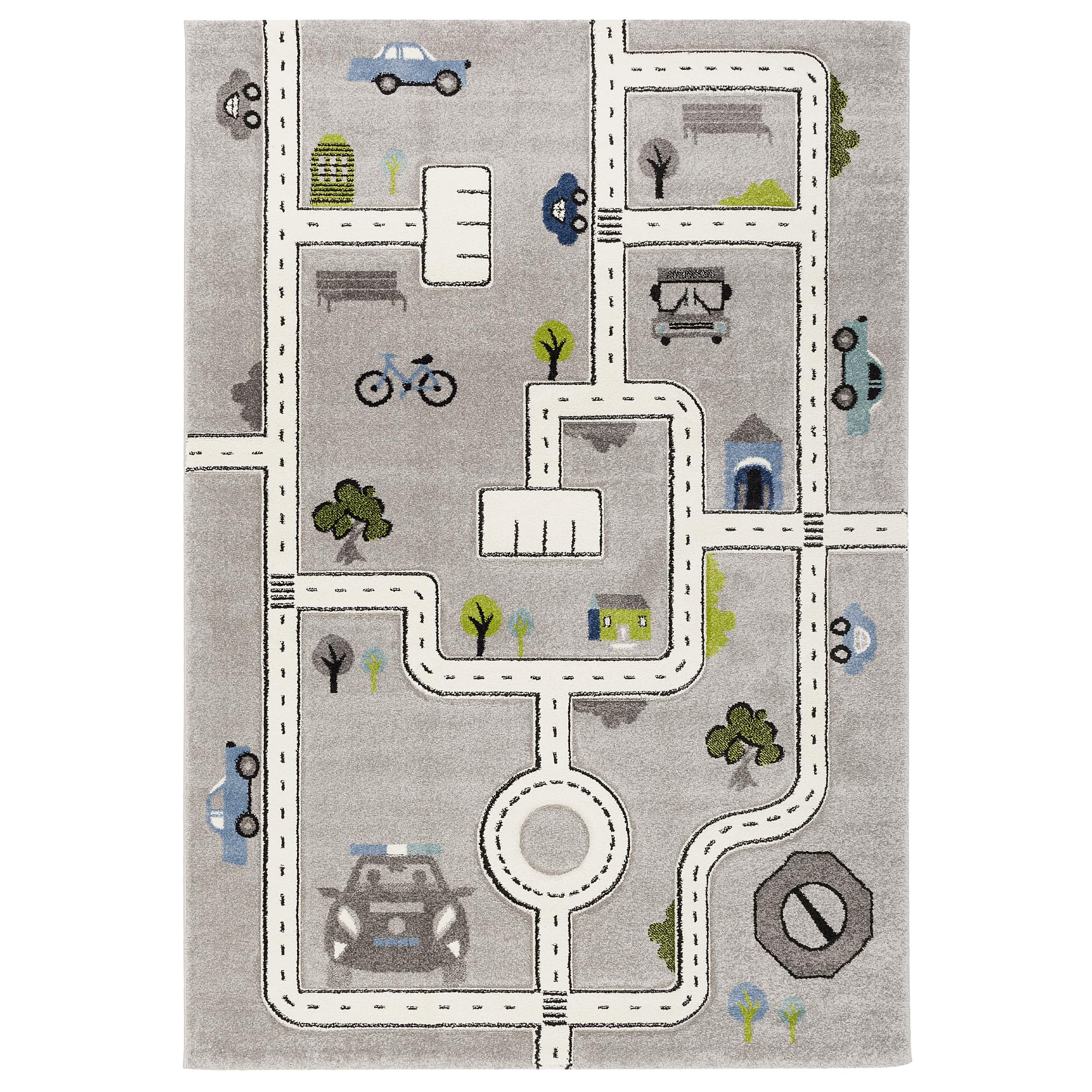 Pergamon Maui Kids - Tapis d'enfant - Routes Gris -5 Tailles