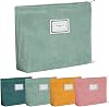 Sanwuta 4 Pack Velvet Makeup Bag Cosmetic Bag for Women Large Capacity Corduroy Pouch Zipper Canvas Travel Toiletry Purse Make up Organizer Case Accessories(Classic Color,Plaid)