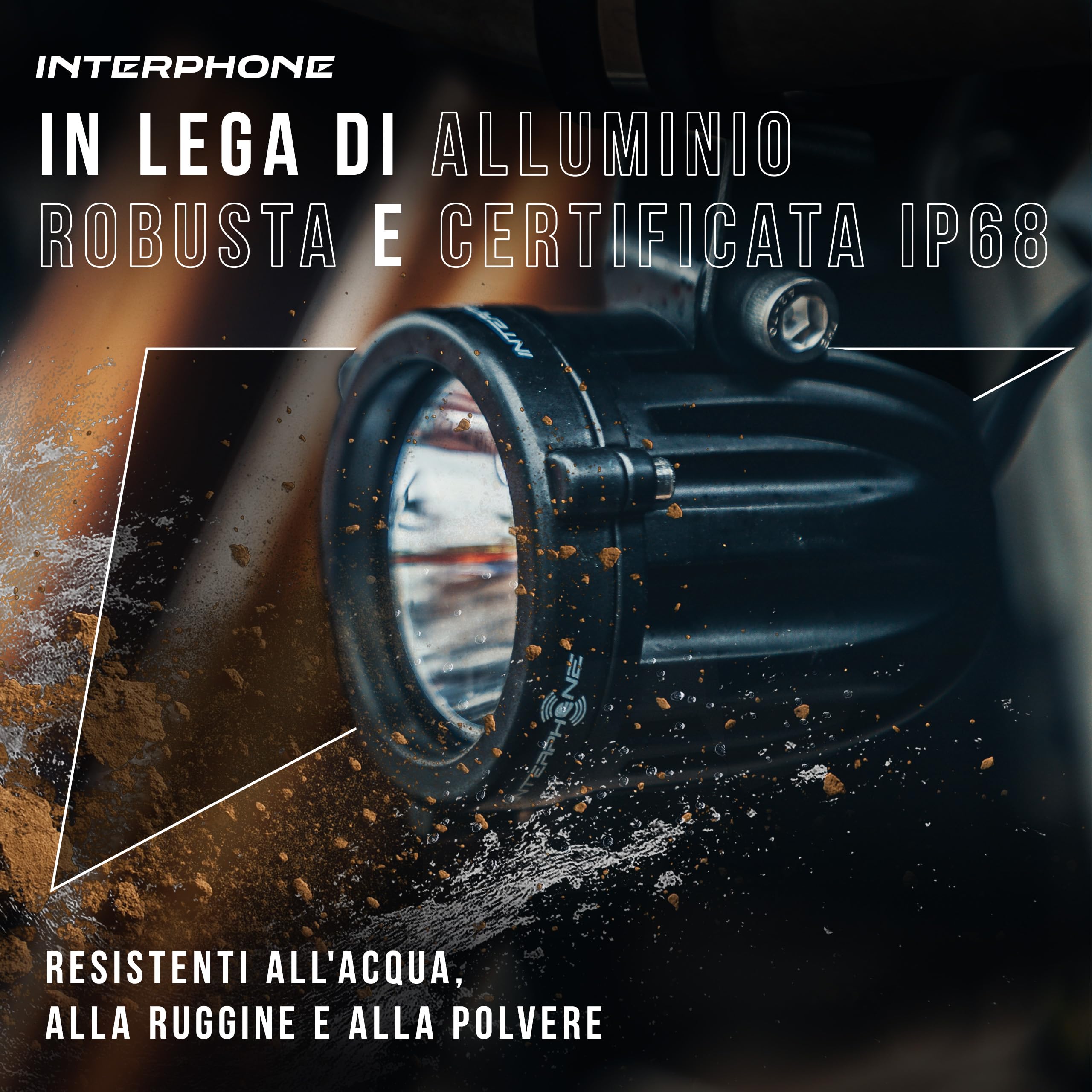 INTERPHONE Coppia Faretti LED Anteriori da Moto, Kit con 2 faretti moto ausiliari con omologazioni stradale ECE R112, Luci moto con potenza 10W, flusso luminoso 990 Lumen e pattern fascio luce SPOT